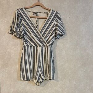 Striped V-Neck Romper